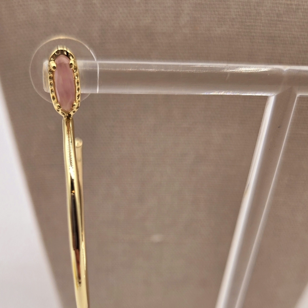 KENDRA SCOTT NWT Necklace & Earring Set Gold w/ Light Pink Stone - Picture 5 of 9